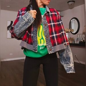 Mixed Fabric Shacket